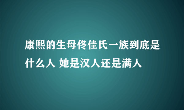 康熙的生母佟佳氏一族到底是什么人 她是汉人还是满人