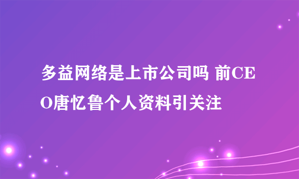 多益网络是上市公司吗 前CEO唐忆鲁个人资料引关注