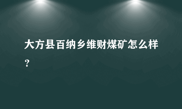 大方县百纳乡维财煤矿怎么样？