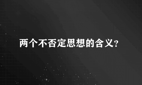 两个不否定思想的含义？