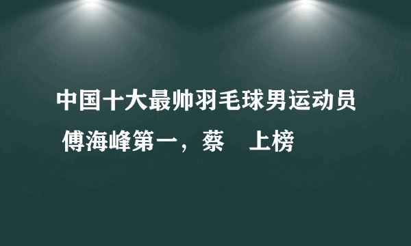 中国十大最帅羽毛球男运动员 傅海峰第一，蔡赟上榜