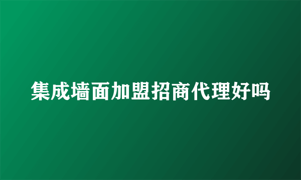 集成墙面加盟招商代理好吗