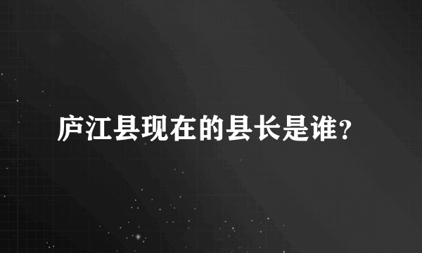 庐江县现在的县长是谁？