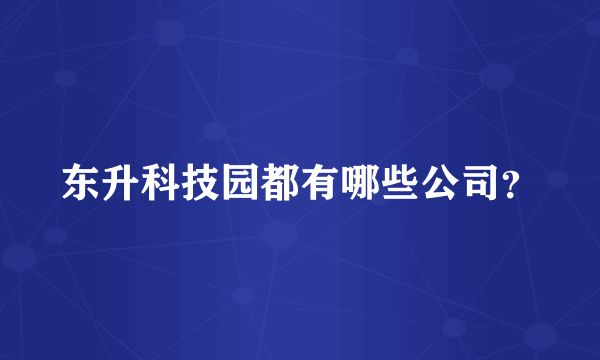 东升科技园都有哪些公司？