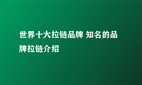 世界十大拉链品牌 知名的品牌拉链介绍