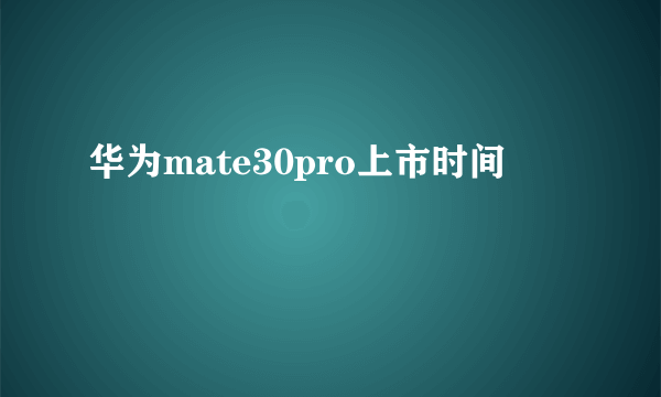 华为mate30pro上市时间