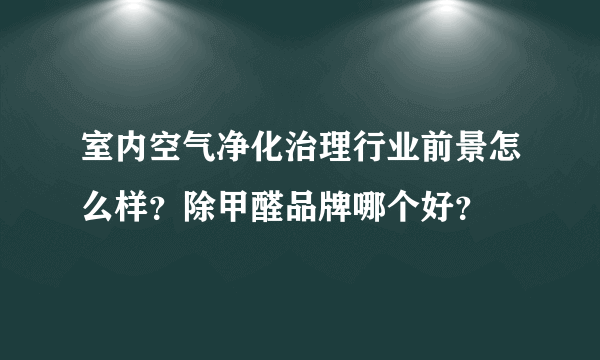 室内空气净化治理行业前景怎么样？除甲醛品牌哪个好？