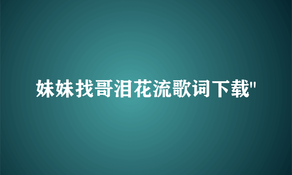 妹妹找哥泪花流歌词下载