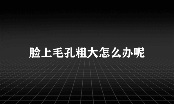 脸上毛孔粗大怎么办呢