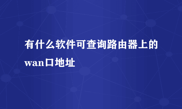 有什么软件可查询路由器上的wan口地址