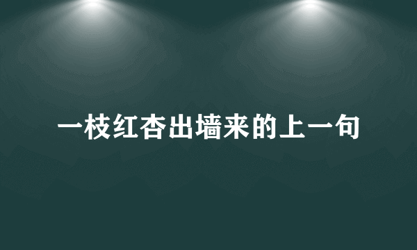 一枝红杏出墙来的上一句