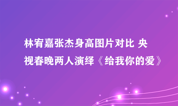 林宥嘉张杰身高图片对比 央视春晚两人演绎《给我你的爱》