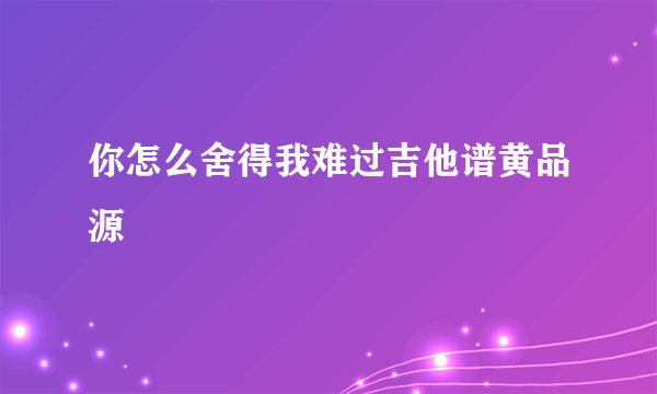 你怎么舍得我难过吉他谱黄品源