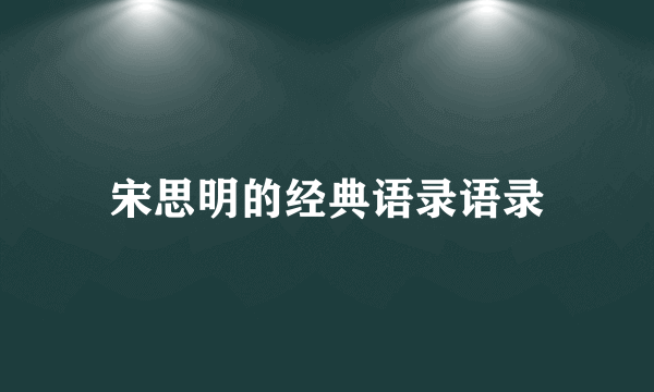 宋思明的经典语录语录