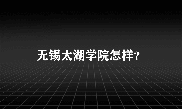 无锡太湖学院怎样？