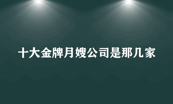 十大金牌月嫂公司是那几家