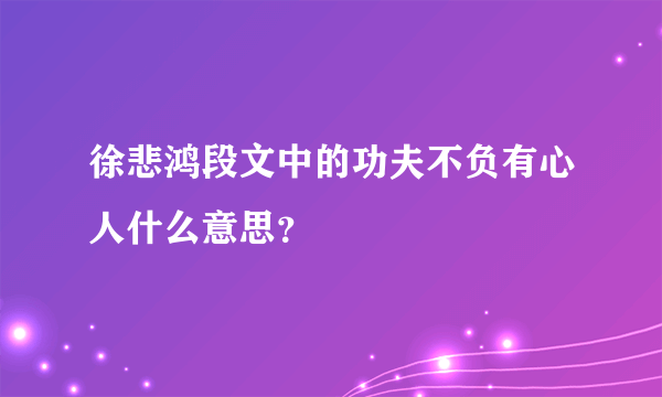 徐悲鸿段文中的功夫不负有心人什么意思？