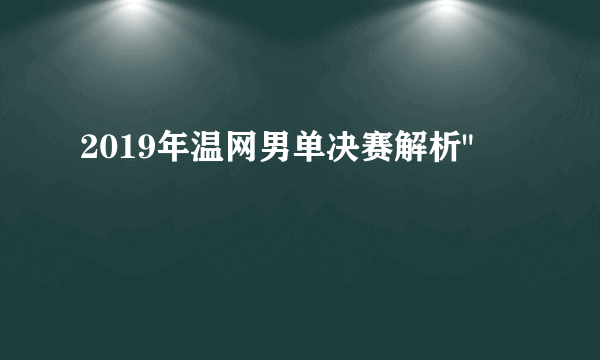 2019年温网男单决赛解析