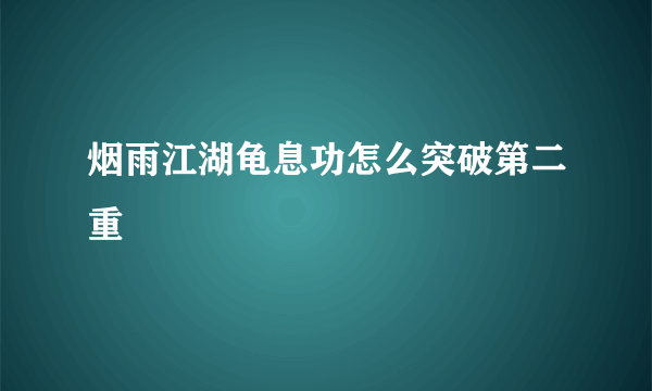 烟雨江湖龟息功怎么突破第二重