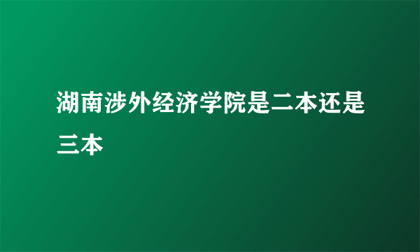 湖南涉外经济学院是二本还是三本