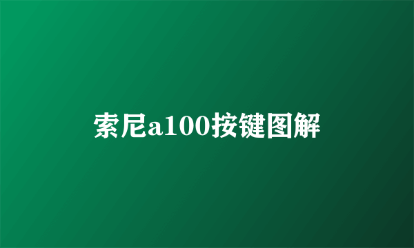 索尼a100按键图解