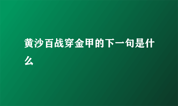 黄沙百战穿金甲的下一句是什么