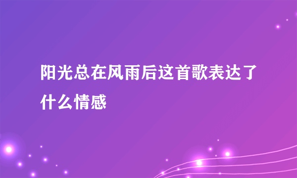 阳光总在风雨后这首歌表达了什么情感