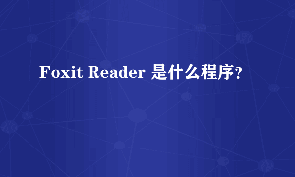 Foxit Reader 是什么程序？