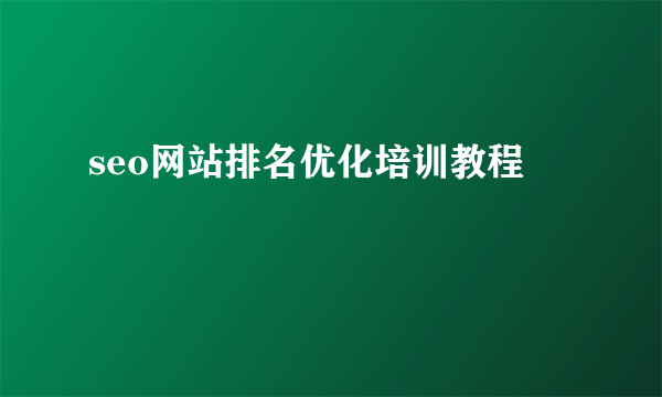 seo网站排名优化培训教程