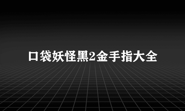 口袋妖怪黑2金手指大全