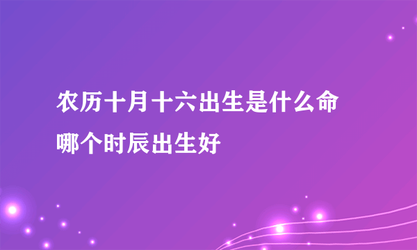 农历十月十六出生是什么命 哪个时辰出生好