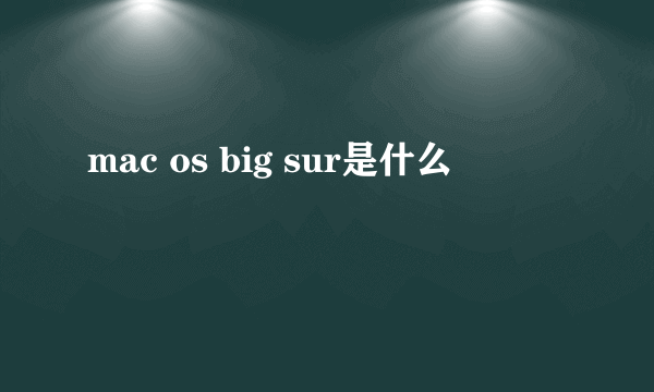 mac os big sur是什么