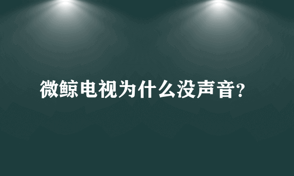 微鲸电视为什么没声音？