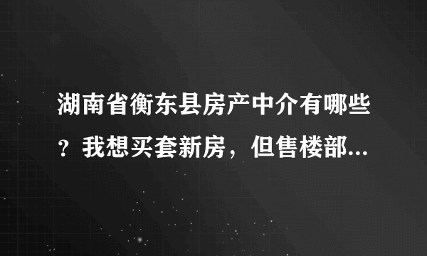 湖南省衡东县房产中介有哪些？我想买套新房，但售楼部的价格太高了