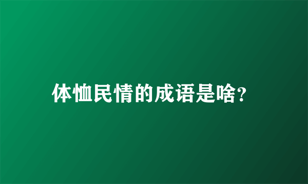 体恤民情的成语是啥？