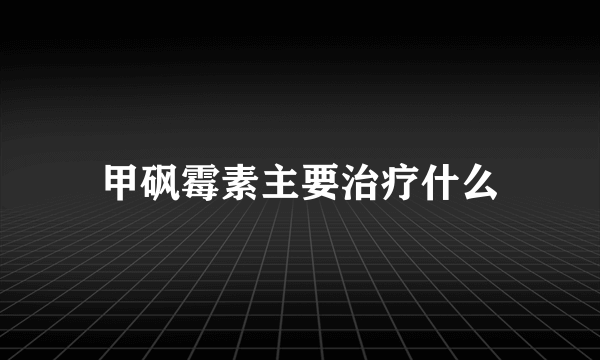 甲砜霉素主要治疗什么