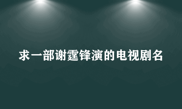 求一部谢霆锋演的电视剧名