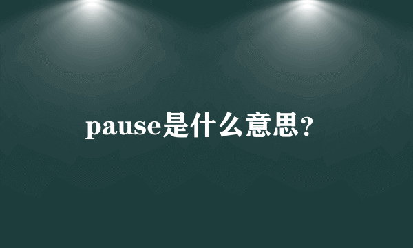 pause是什么意思？