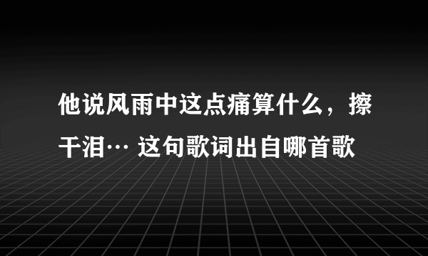 他说风雨中这点痛算什么，擦干泪… 这句歌词出自哪首歌