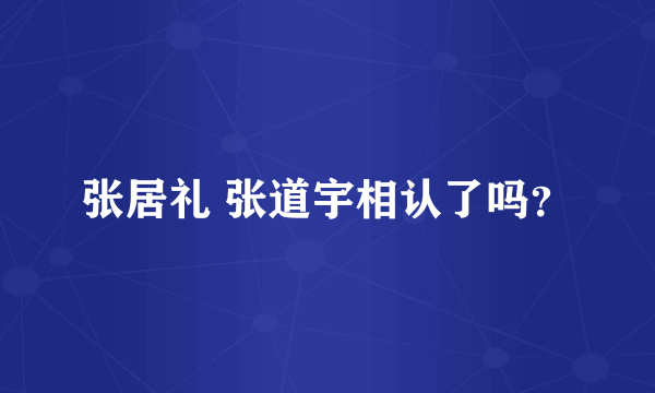 张居礼 张道宇相认了吗？