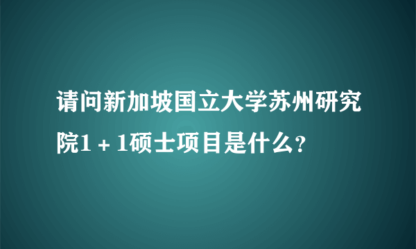 请问新加坡国立大学苏州研究院1＋1硕士项目是什么？