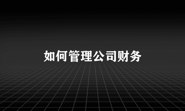 如何管理公司财务