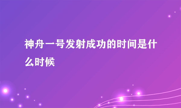 神舟一号发射成功的时间是什么时候