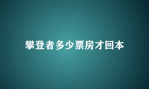 攀登者多少票房才回本