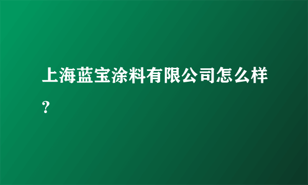 上海蓝宝涂料有限公司怎么样？