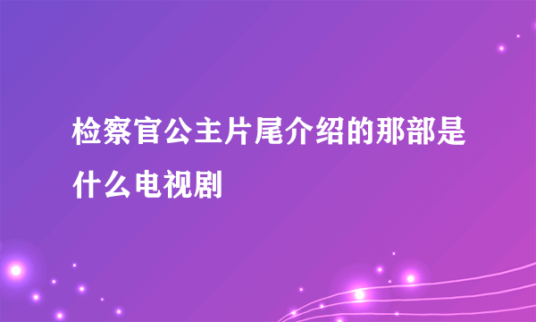 检察官公主片尾介绍的那部是什么电视剧