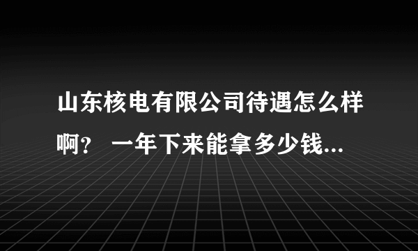 山东核电有限公司待遇怎么样啊？ 一年下来能拿多少钱 ？ 不同的工种具体说说，谢谢！