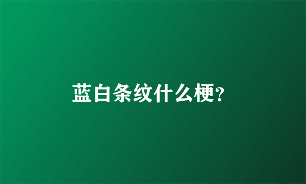 蓝白条纹什么梗？