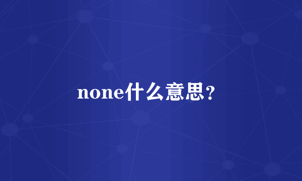 none什么意思？