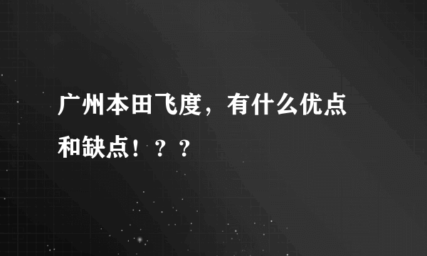 广州本田飞度，有什么优点 和缺点！？？